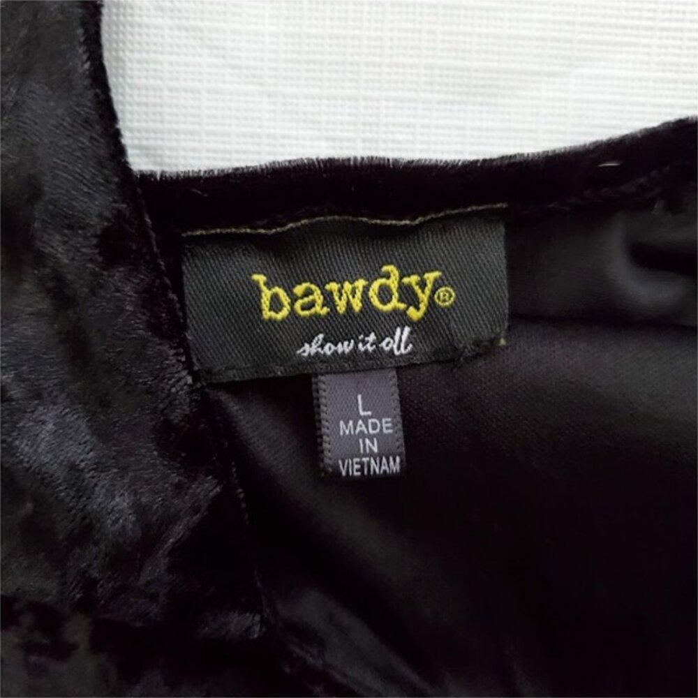 Bawdy Velvet Midi Dress Size L Black Slip Dress Cocktail Evening Party Lined - Picture 5 of 10